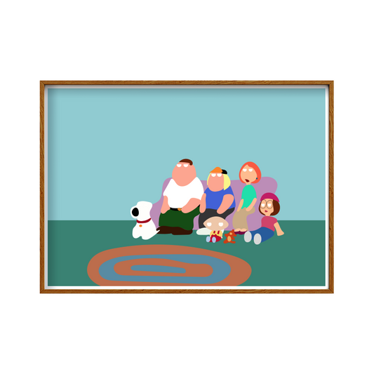 Unikt kunstverk av Family Guy. Ideell gave for de som liker interiør og design, til jubileer, bedriftsgave eller julegave.